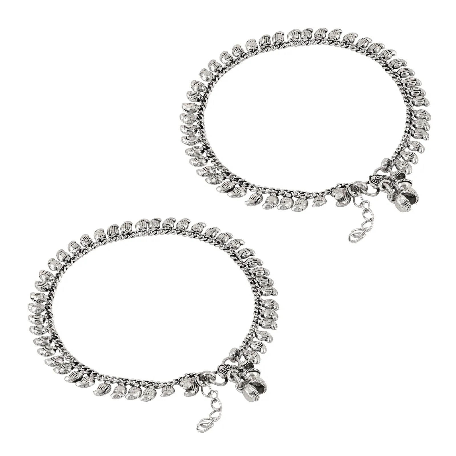Teejh Manthara Silver Oxidised Ghungroo Anklets