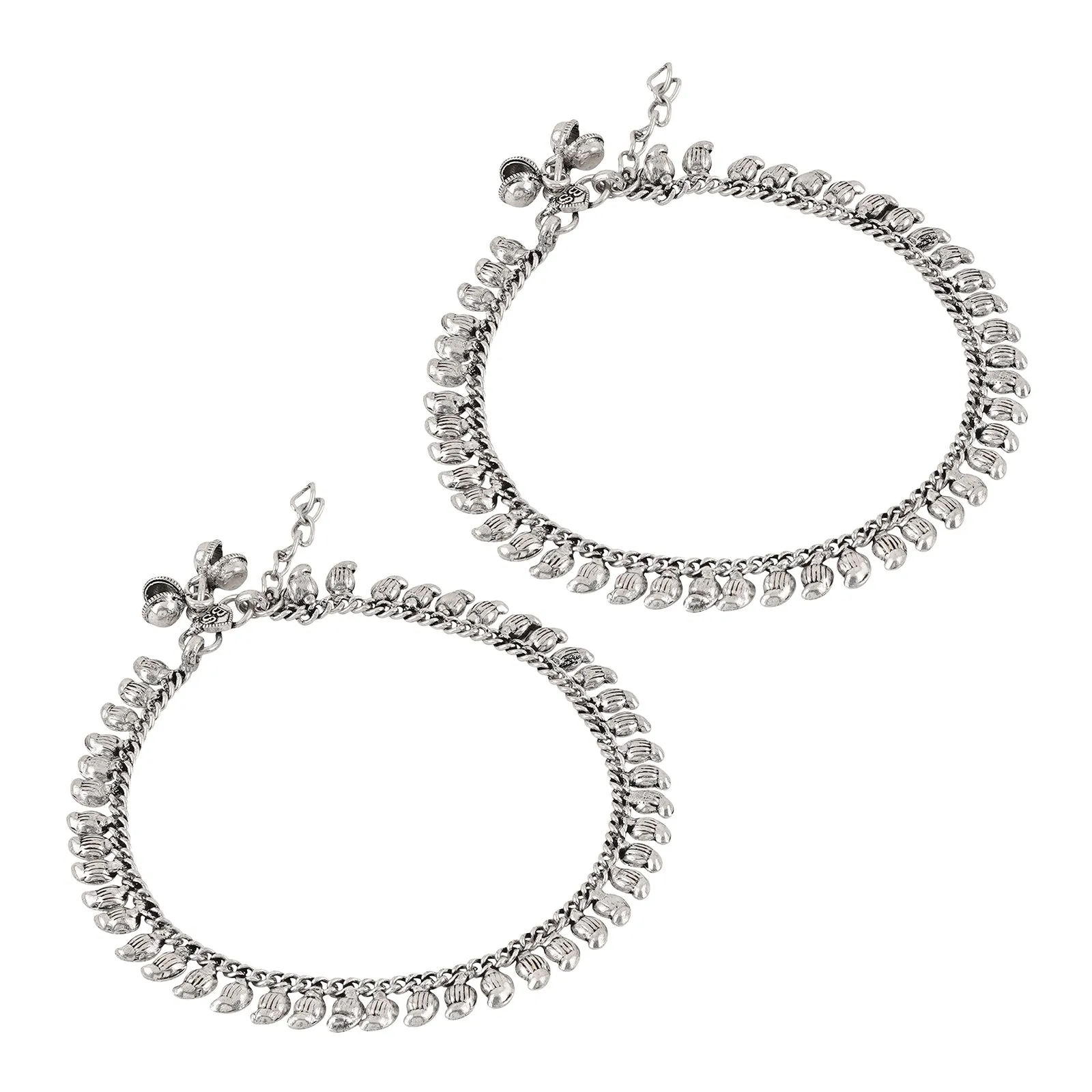 Teejh Manthara Silver Oxidised Ghungroo Anklets