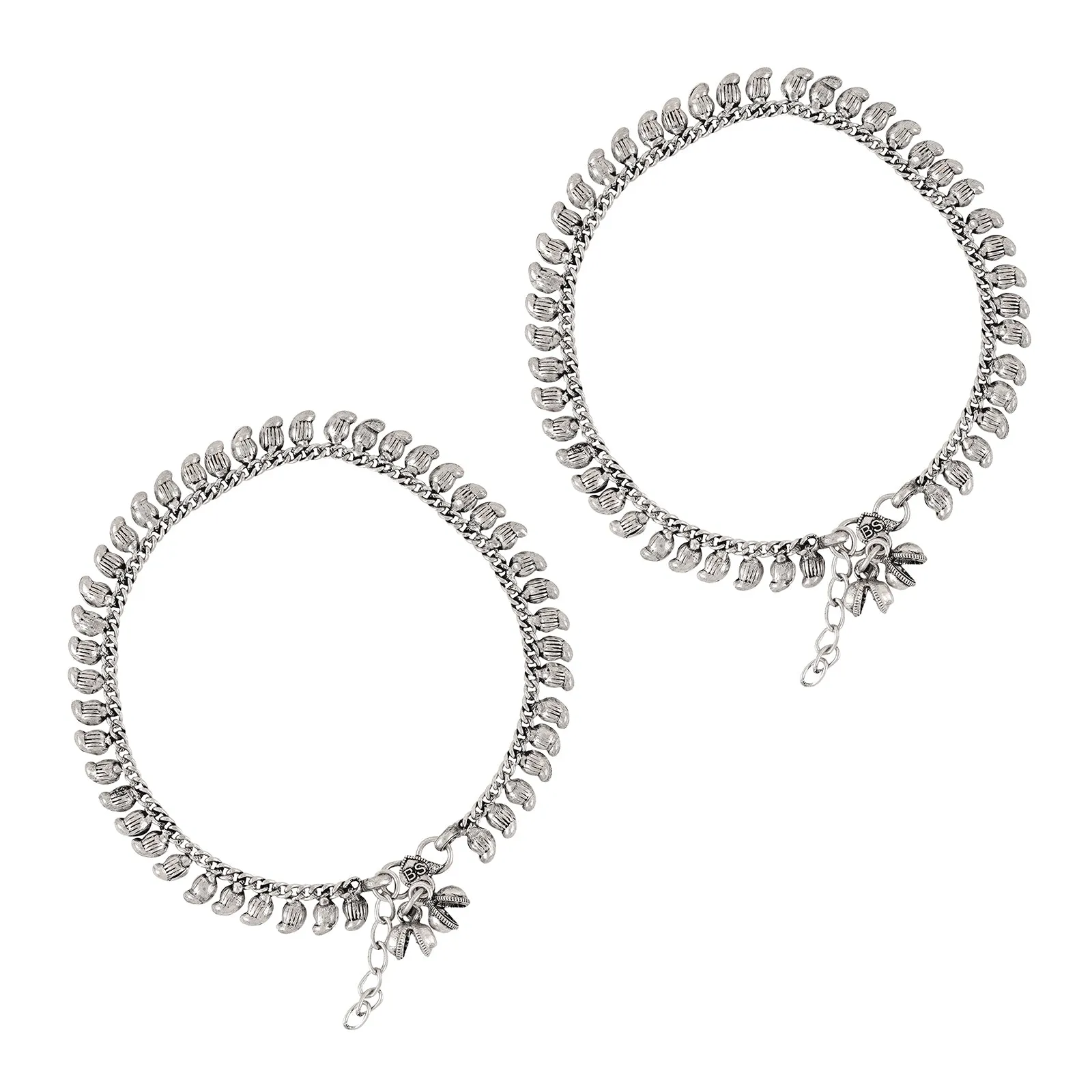 Teejh Manthara Silver Oxidised Ghungroo Anklets