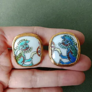 Temple lion dog cufflinks