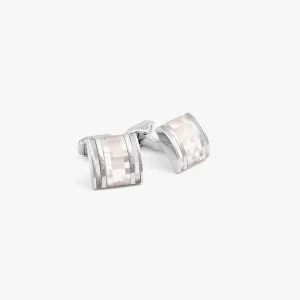 THOMPSON Mosaic D-Shape cufflinks with white mother of pearl