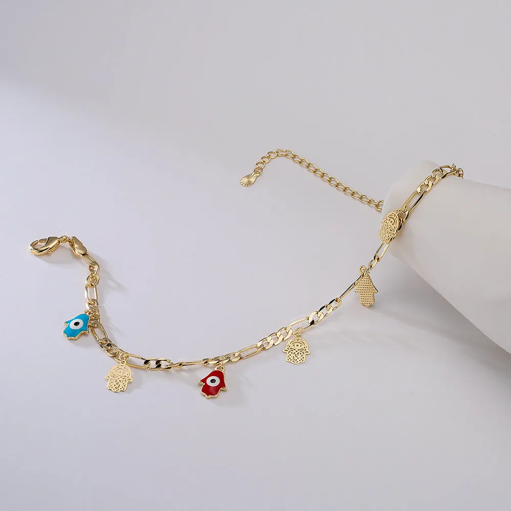 Tide Drip Oil Demon Eye Fatima Hand Anklet