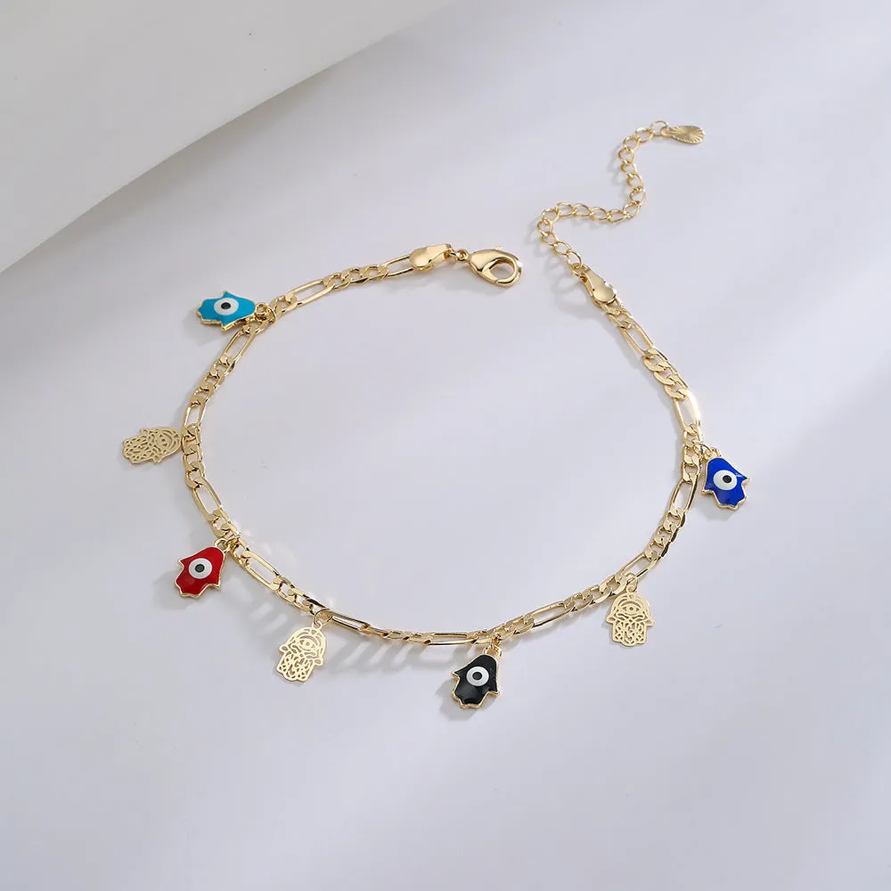 Tide Drip Oil Demon Eye Fatima Hand Anklet