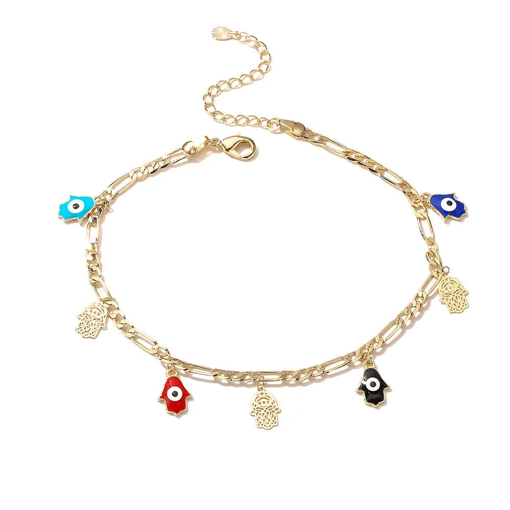 Tide Drip Oil Demon Eye Fatima Hand Anklet