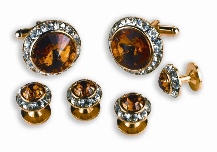 Topaz and Austrian Crystal Cufflinks and Studs Set - Style #2200G