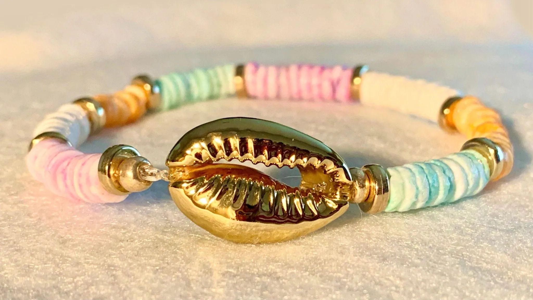 Trisha Handmade Heishi Style Shell (Dyed) Expandable Bracelet/ Anklet