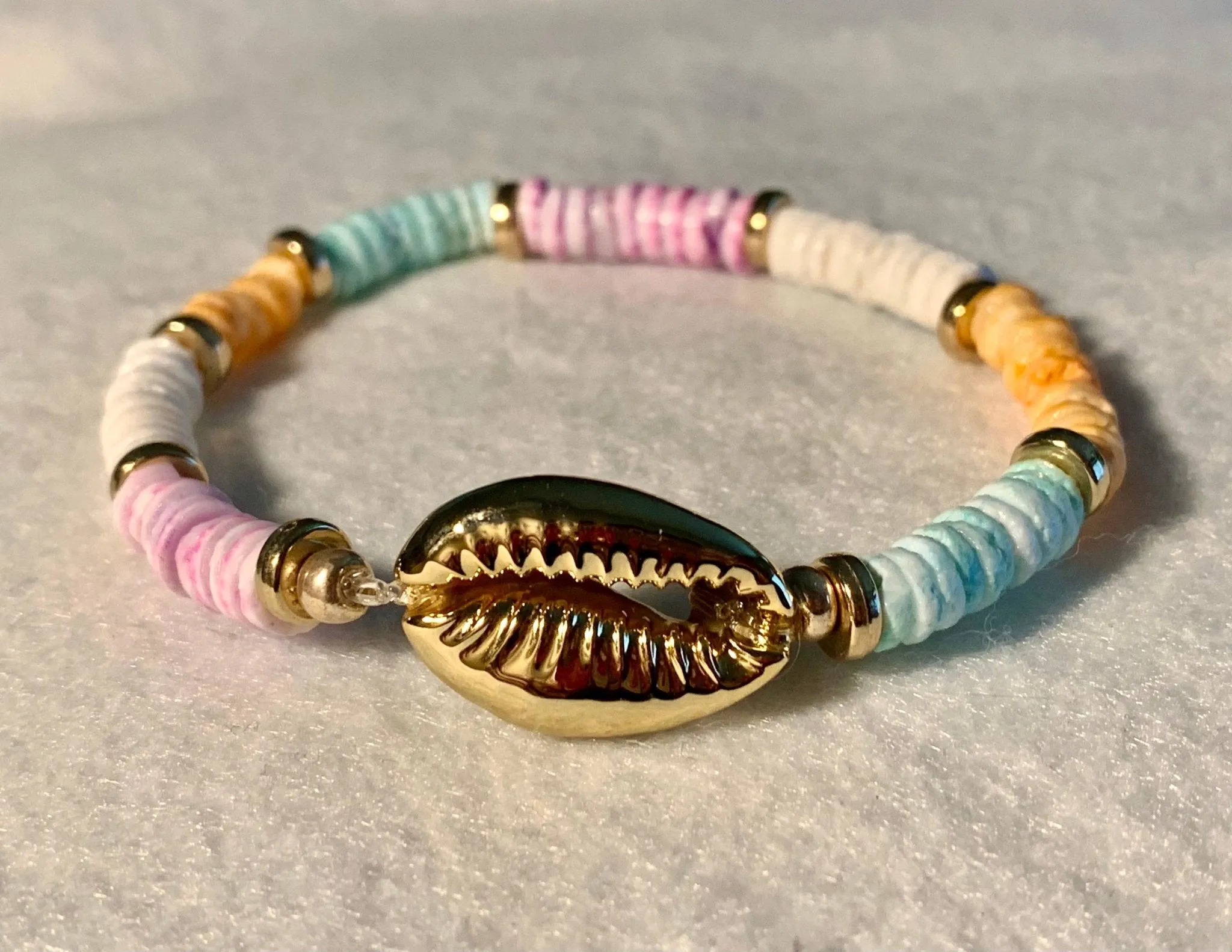 Trisha Handmade Heishi Style Shell (Dyed) Expandable Bracelet/ Anklet