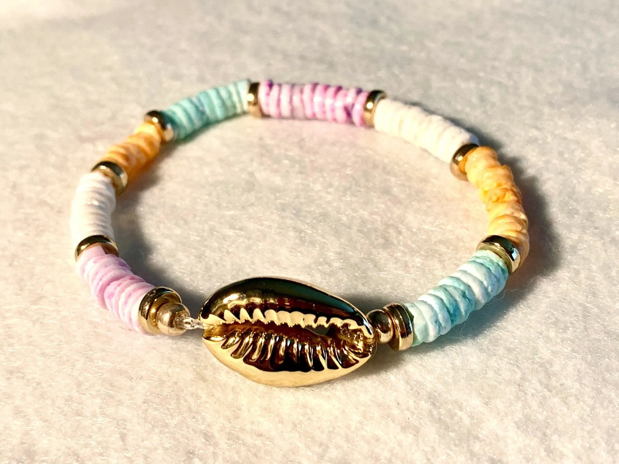 Trisha Handmade Heishi Style Shell (Dyed) Expandable Bracelet/ Anklet