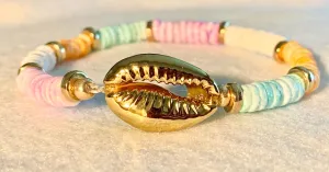 Trisha Handmade Heishi Style Shell (Dyed) Expandable Bracelet/ Anklet