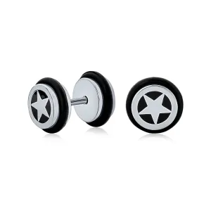 Two Tone Patriotic Star Ear Cuff Cartilage Earrings for Men Stainless Steel