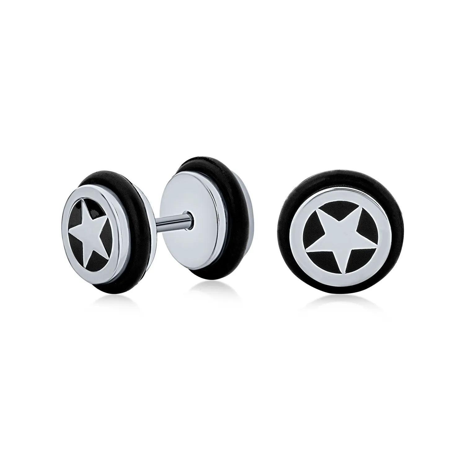 Two Tone Patriotic Star Ear Cuff Cartilage Earrings for Men Stainless Steel