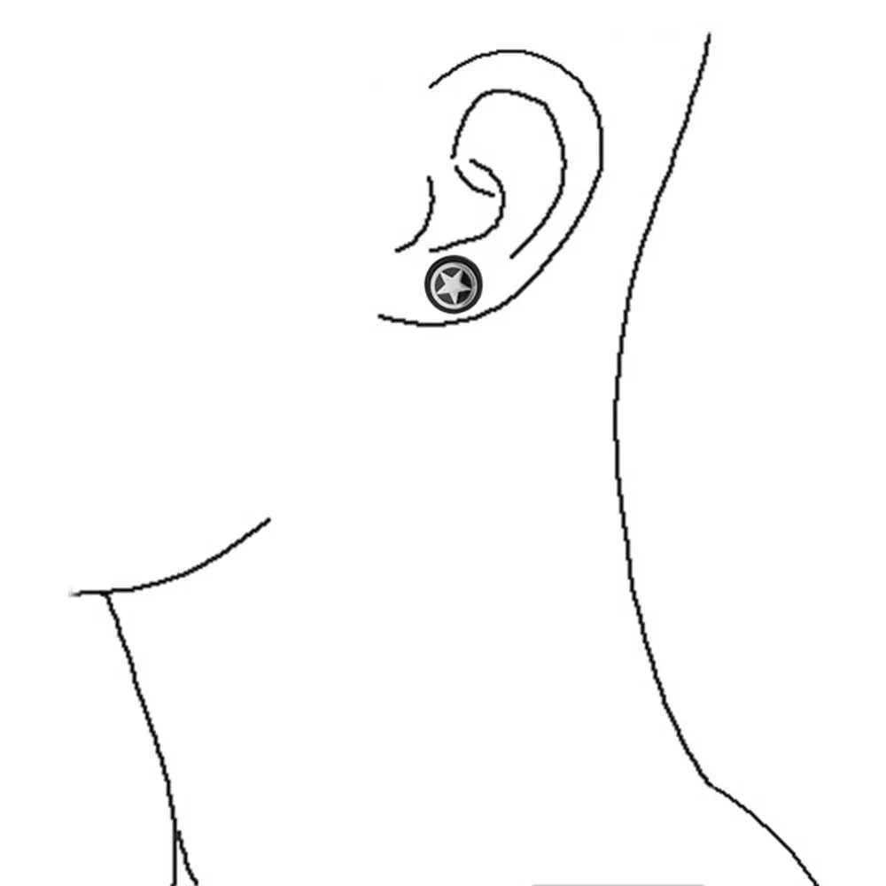 Two Tone Patriotic Star Ear Cuff Cartilage Earrings for Men Stainless Steel