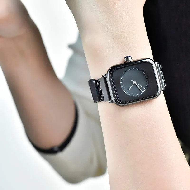 Unisex Minimalist Creative Rectangle Dial Quartz Movement Watch