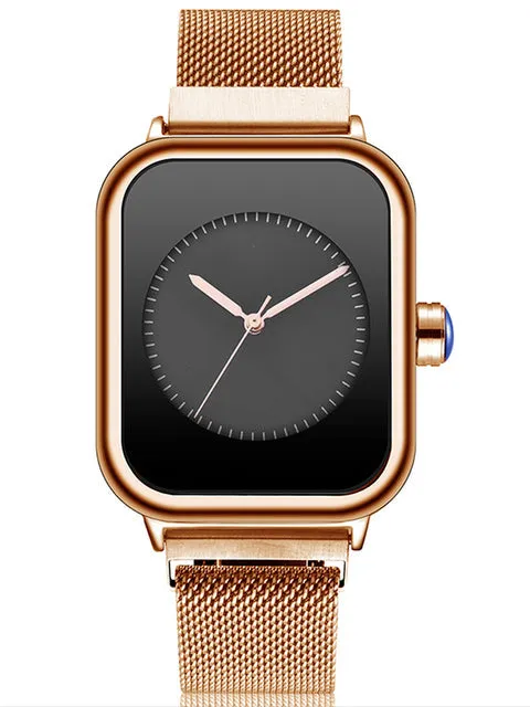 Unisex Minimalist Creative Rectangle Dial Quartz Movement Watch
