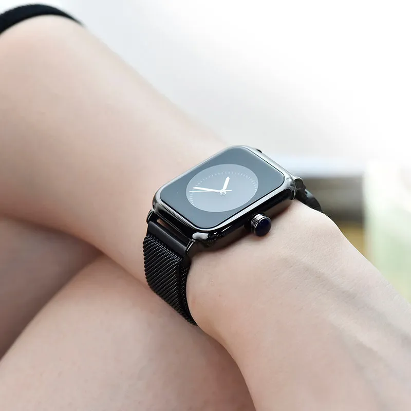 Unisex Minimalist Creative Rectangle Dial Quartz Movement Watch