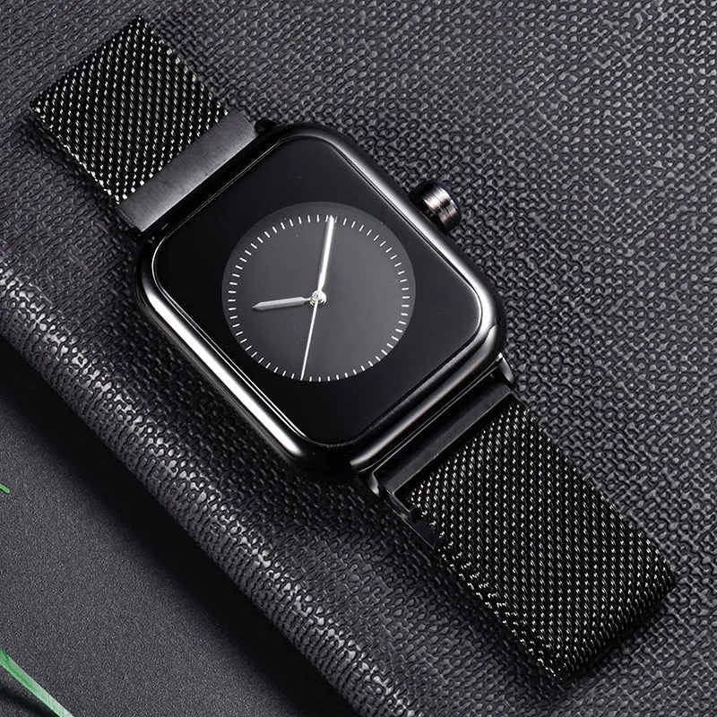 Unisex Minimalist Creative Rectangle Dial Quartz Movement Watch