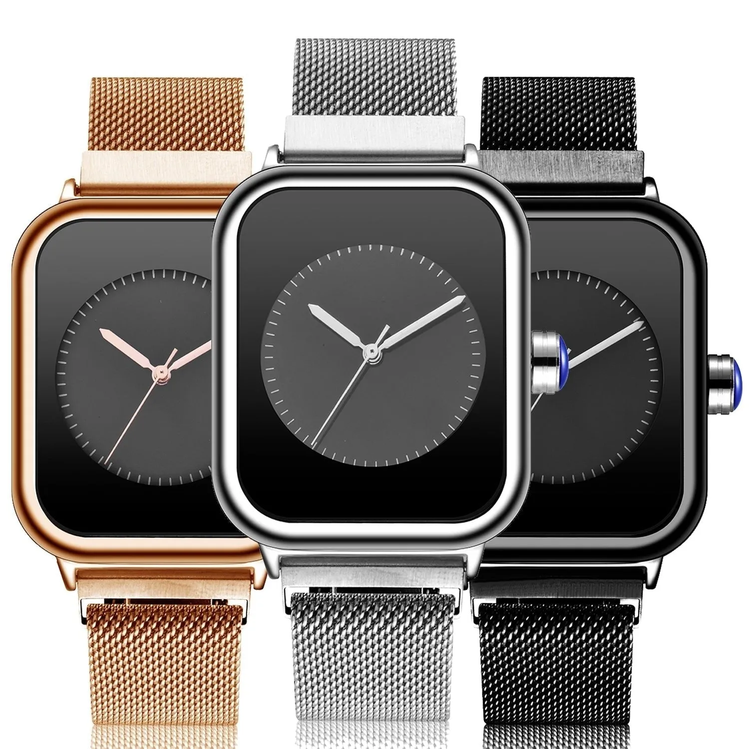 Unisex Minimalist Creative Rectangle Dial Quartz Movement Watch