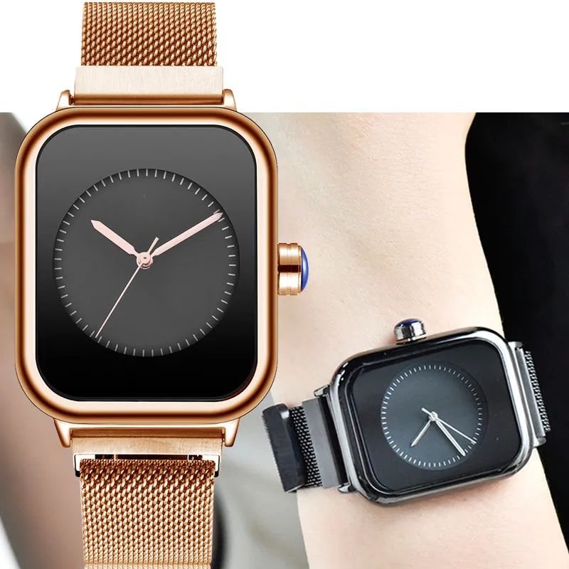 Unisex Minimalist Creative Rectangle Dial Quartz Movement Watch