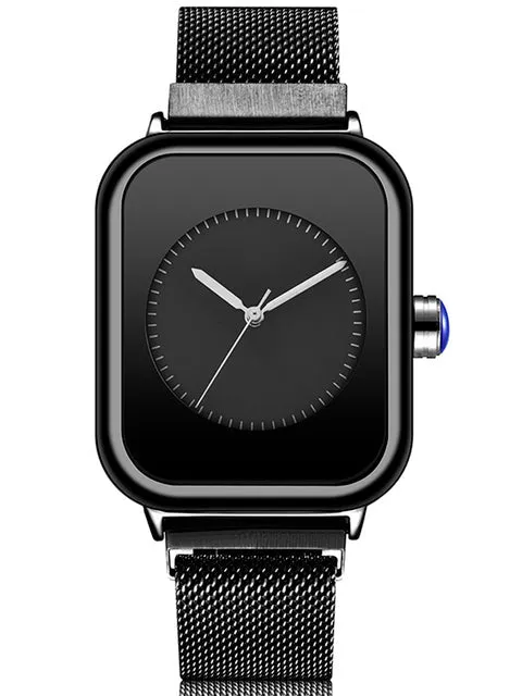 Unisex Minimalist Creative Rectangle Dial Quartz Movement Watch
