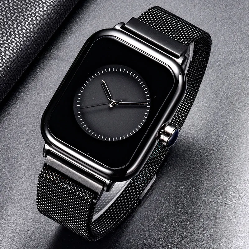 Unisex Minimalist Creative Rectangle Dial Quartz Movement Watch