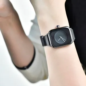 Unisex Minimalist Creative Rectangle Dial Quartz Movement Watch