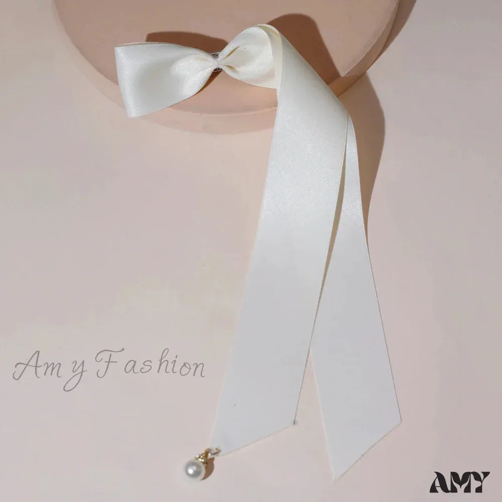 Velvet Ribbon Pearl Top Clip - Christmas Hair Accessory