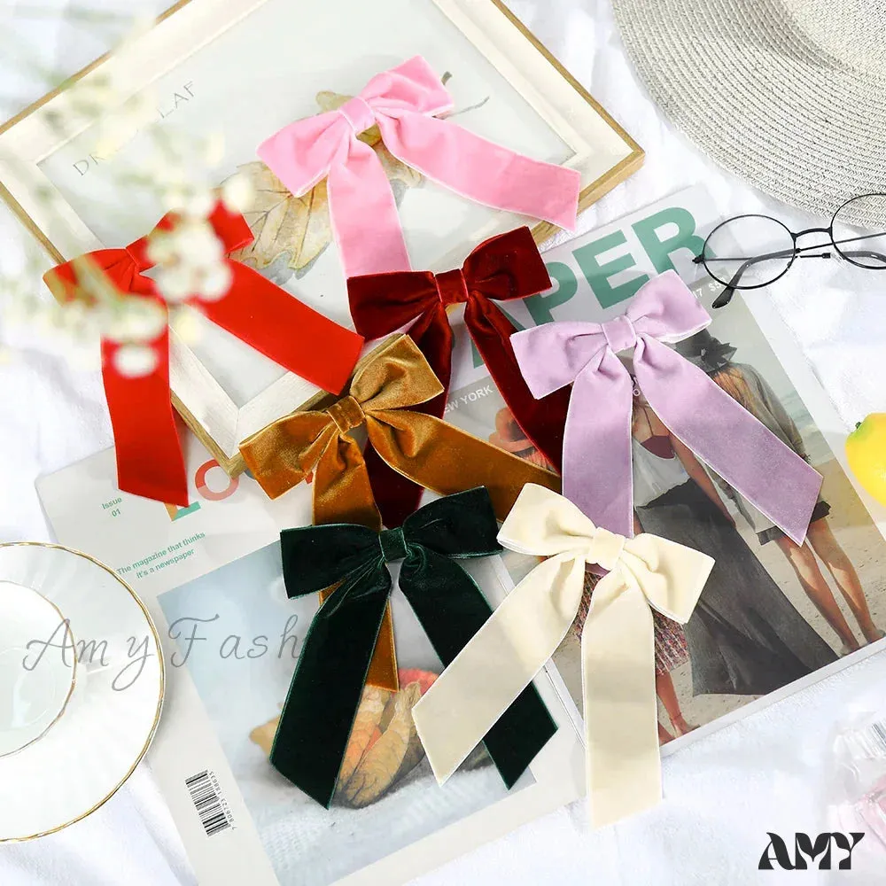 Velvet Temperament Ponytail Black Red Ribbon Christmas Hair Accessory