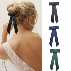 Vintage Fashion Solid Color Simple Ribbon Top Clip Christmas Hair Accessory