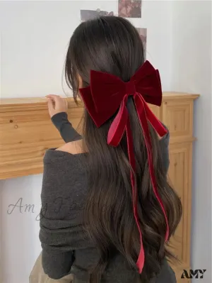 Vintage Solid Color Head Bow - Christmas Hair Accessory for Women