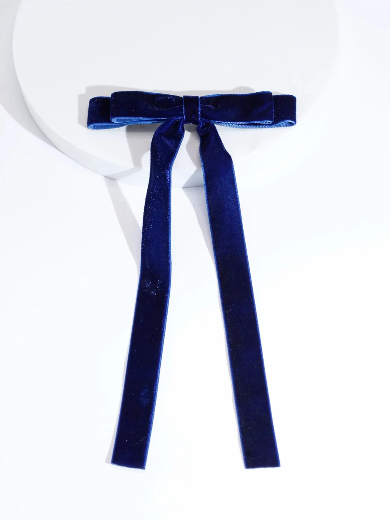 Vintage Velvet Black Long Ribbon Simple Top Clip Christmas Hair Accessory
