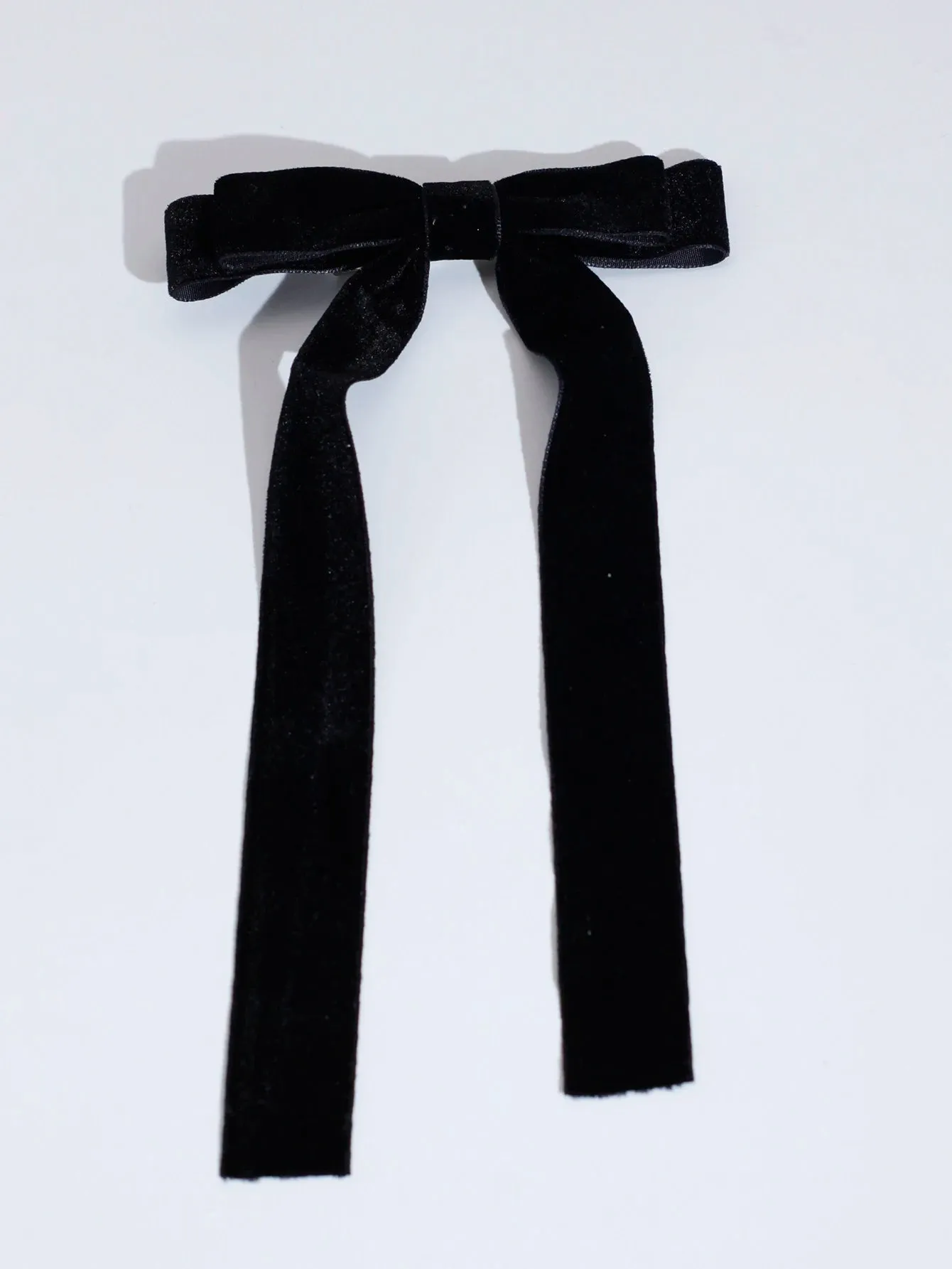 Vintage Velvet Black Long Ribbon Simple Top Clip Christmas Hair Accessory