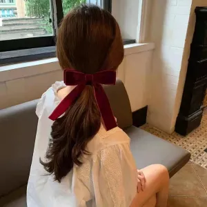 Vintage Velvet Bow Hair Clips Ladies Headdress Christmas Hair Accessory