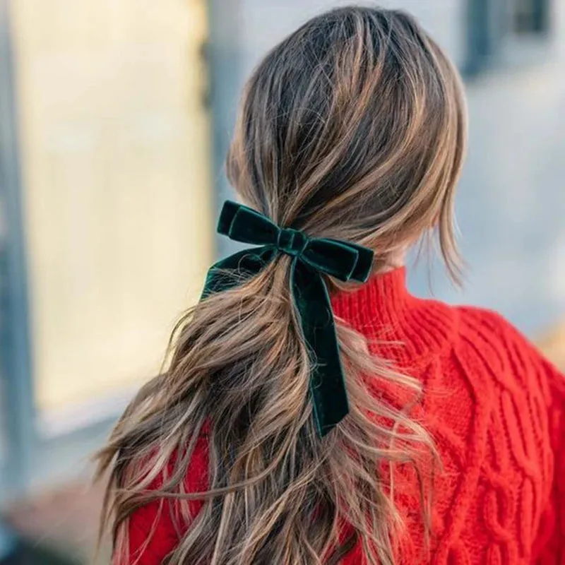 Vintage Velvet Bow Hair Clips Ladies Headdress Christmas Hair Accessory