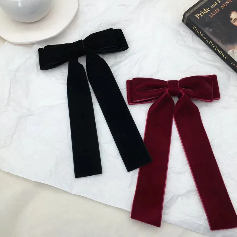 Vintage Velvet Bow Hair Clips Ladies Headdress Christmas Hair Accessory