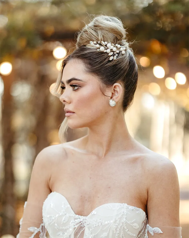 wedding hairpins - crystal and pearl statement vine hairpins - Natasha by Kezani