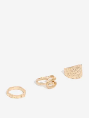 Westside Accessories Gold Pleated Rings - Pack of 3
