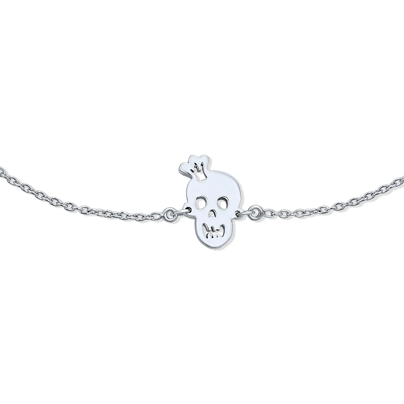 Whimsical Anklet Ankle Bracelet Heart Eyes Pirate Charm Skull Sterling Silver