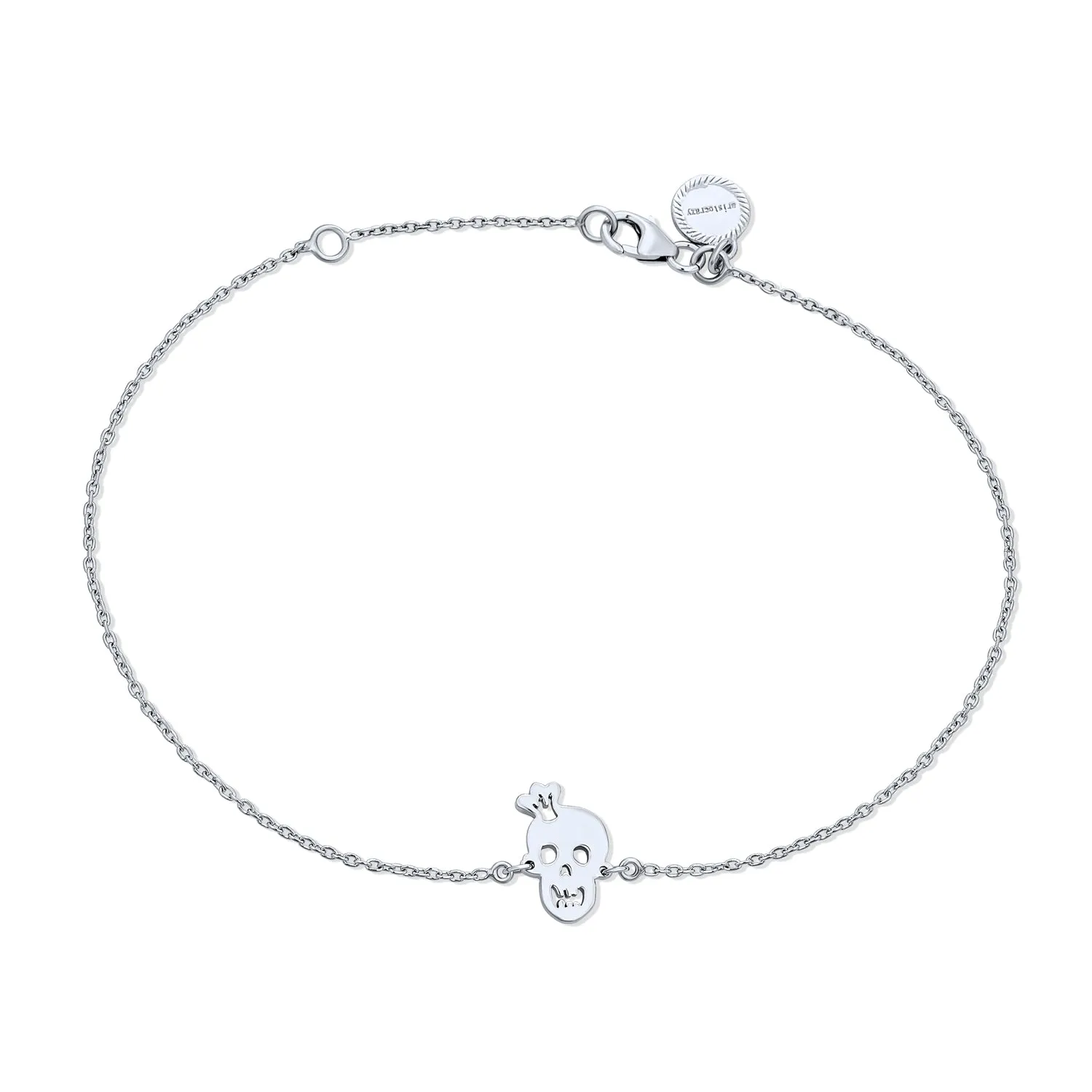 Whimsical Anklet Ankle Bracelet Heart Eyes Pirate Charm Skull Sterling Silver