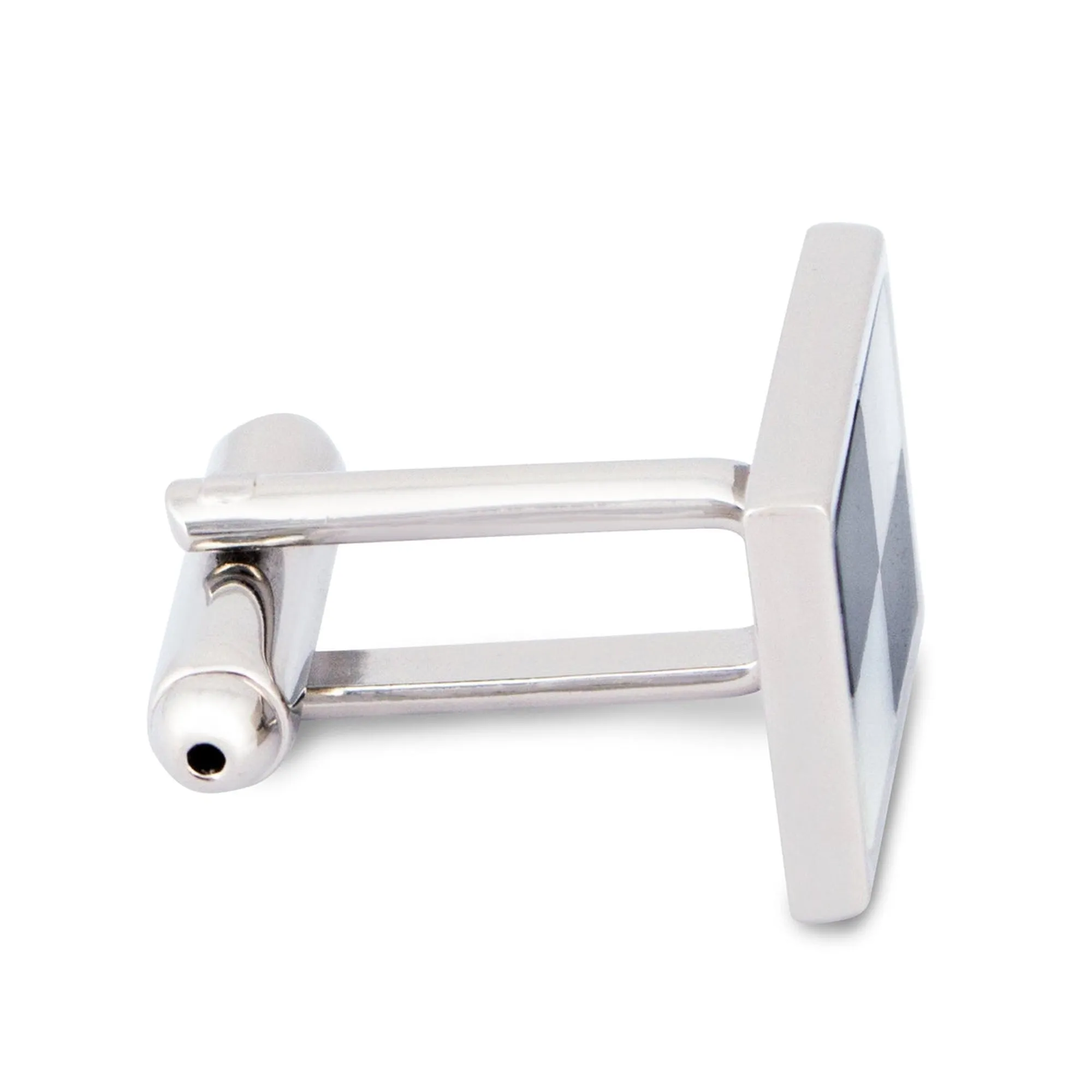 White Mother of Pearl and Black Agate Checkered Cufflinks