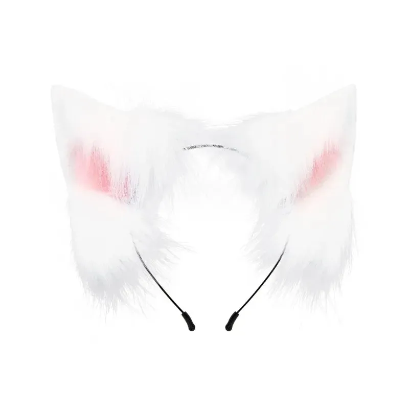 Women Girls Cartoon Fox Ears Shaped Headband Plush Hair Hoop Live Broadcast Rave Christmas Cosplay Party Headpieces