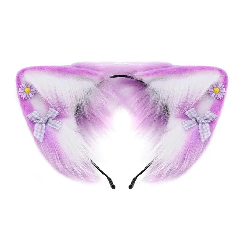 Women Girls Cartoon Fox Ears Shaped Headband Plush Hair Hoop Live Broadcast Rave Christmas Cosplay Party Headpieces