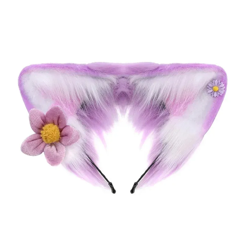 Women Girls Cartoon Fox Ears Shaped Headband Plush Hair Hoop Live Broadcast Rave Christmas Cosplay Party Headpieces