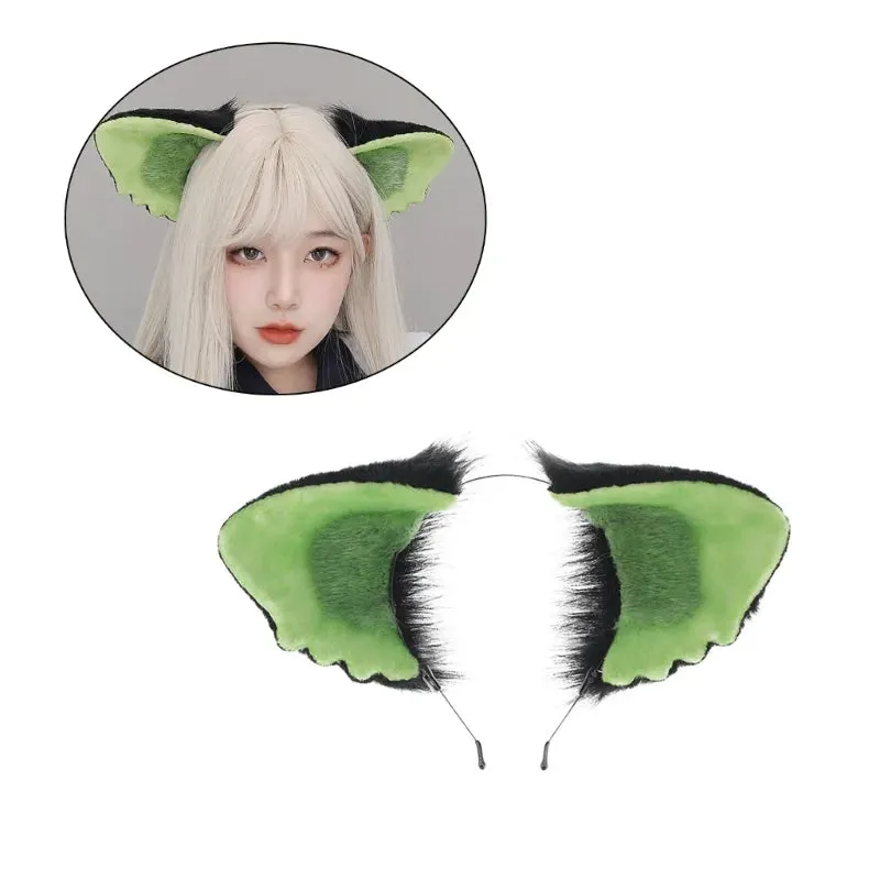 Women Girls Cartoon Fox Ears Shaped Headband Plush Hair Hoop Live Broadcast Rave Christmas Cosplay Party Headpieces