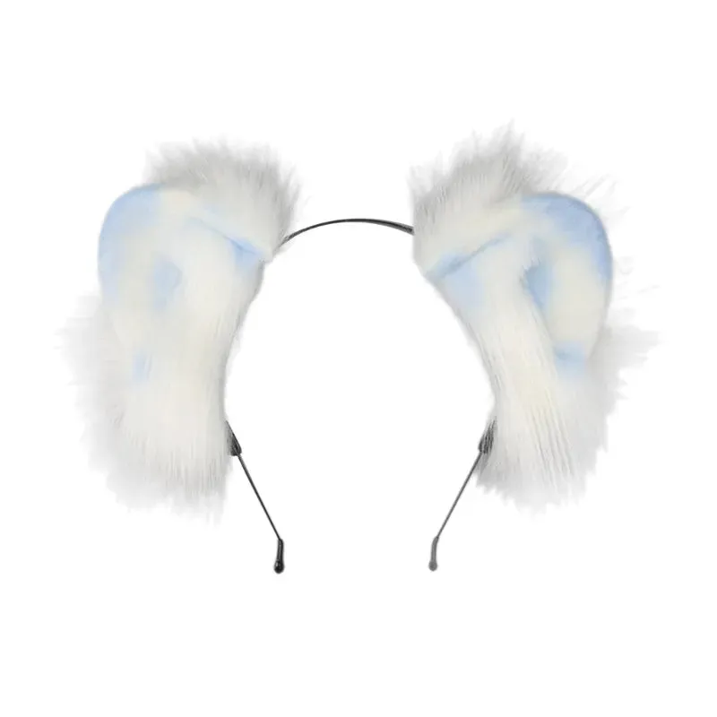 Women Girls Cartoon Fox Ears Shaped Headband Plush Hair Hoop Live Broadcast Rave Christmas Cosplay Party Headpieces