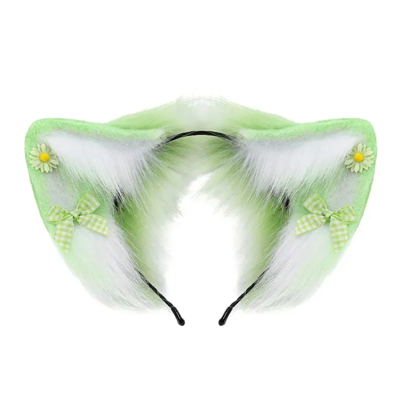 Women Girls Cartoon Fox Ears Shaped Headband Plush Hair Hoop Live Broadcast Rave Christmas Cosplay Party Headpieces