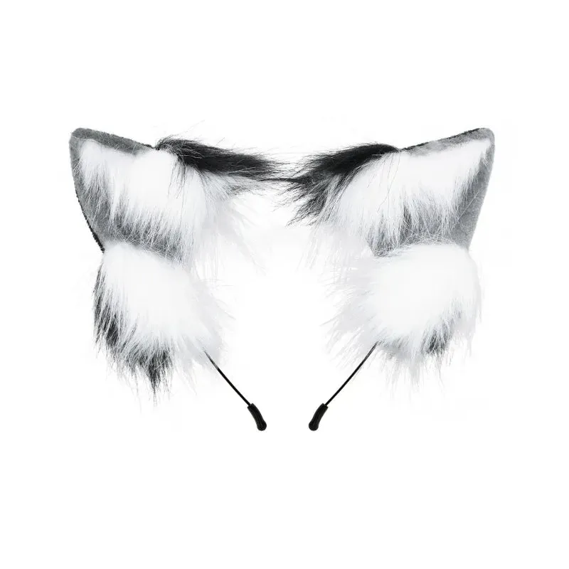 Women Girls Cartoon Fox Ears Shaped Headband Plush Hair Hoop Live Broadcast Rave Christmas Cosplay Party Headpieces