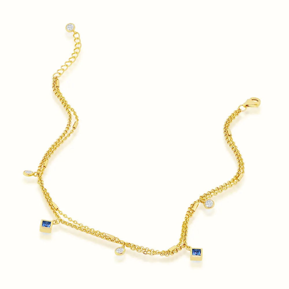Women's Vermeil Blue Diamond Anklet