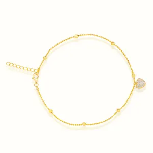 Women's Vermeil Diamond Heart Anklet