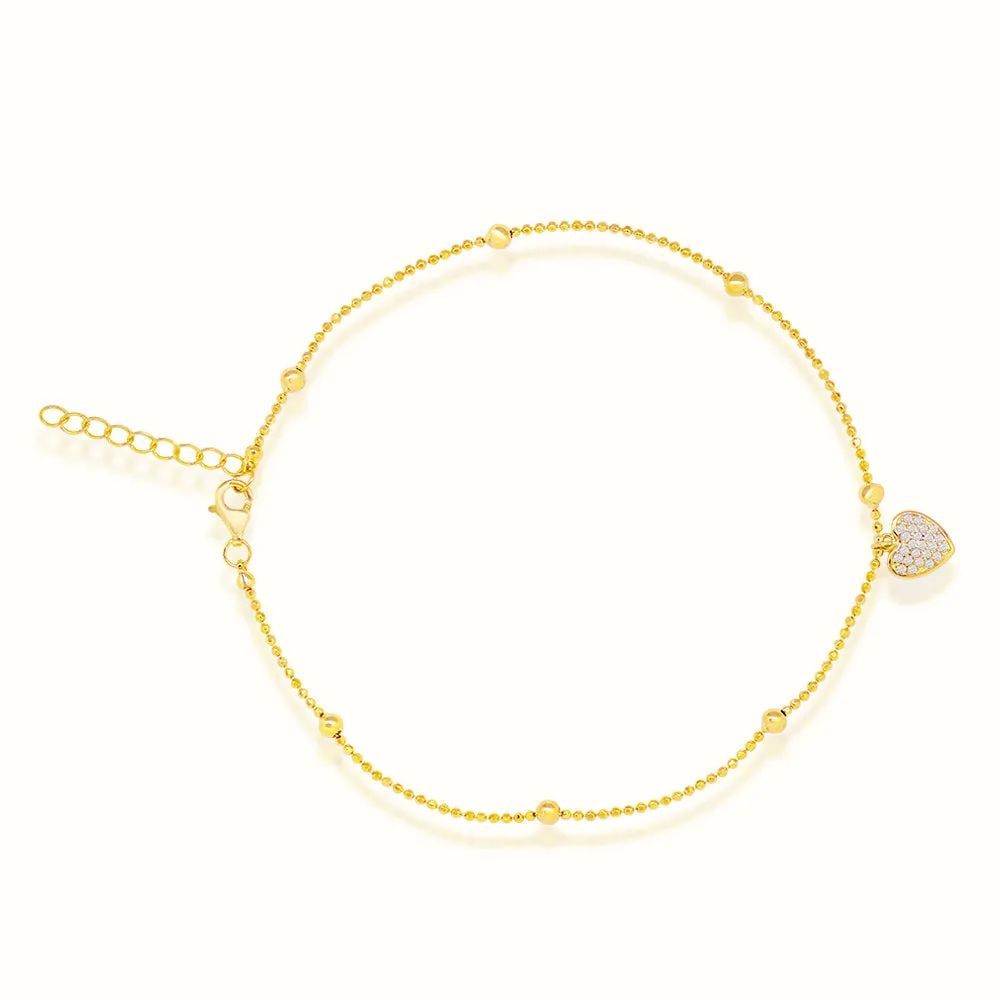 Women's Vermeil Diamond Heart Anklet