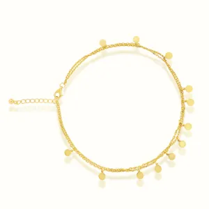 Women's Vermeil Double Chain Mini Coins Anklet